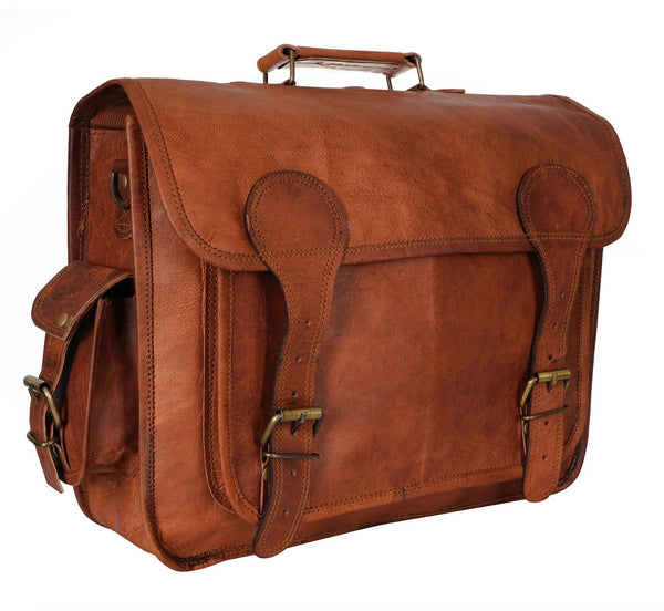 17'' Leather Satchel Briefcase | Big Front Pocket