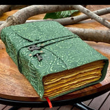 10x7 inch Green- Embossed Leather Journal