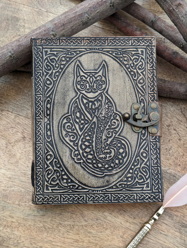 Cat Design Leather Journal | 240 Pages