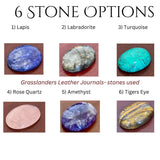 11" Antique Triple Moon Goddess Leather Journal | 5 Stone Options