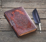 Brown Triple Moon Leather Journal | 5 Stone Choices