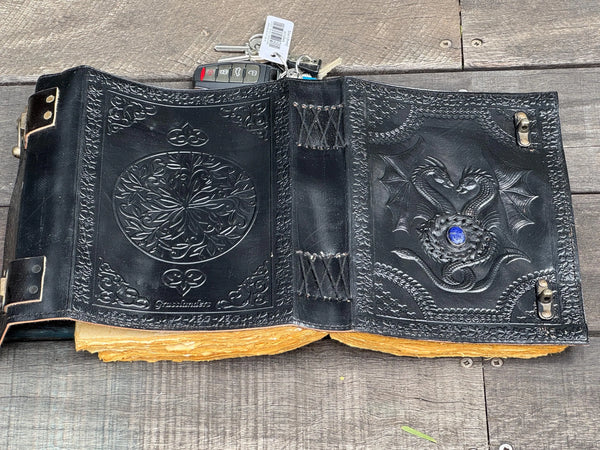 Black 10" Large Double Dragon Leather Journal | 300 Pages (Copy)