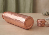 1 ltr Pure Hammered Copper Water Bottle- with Handle