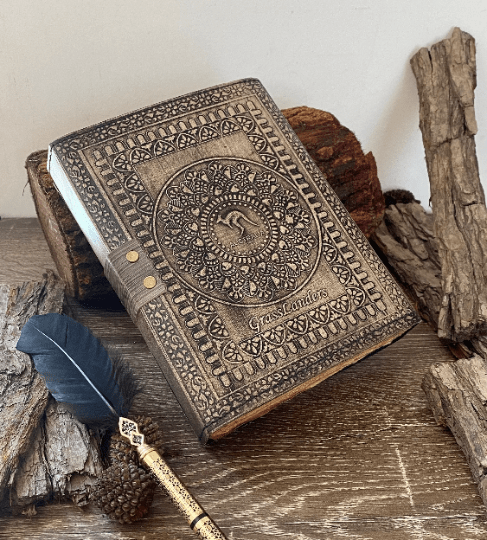 GrassLanders Leather Journal A5 Antique Triple Moon Leather Journal | 4 Stone Options